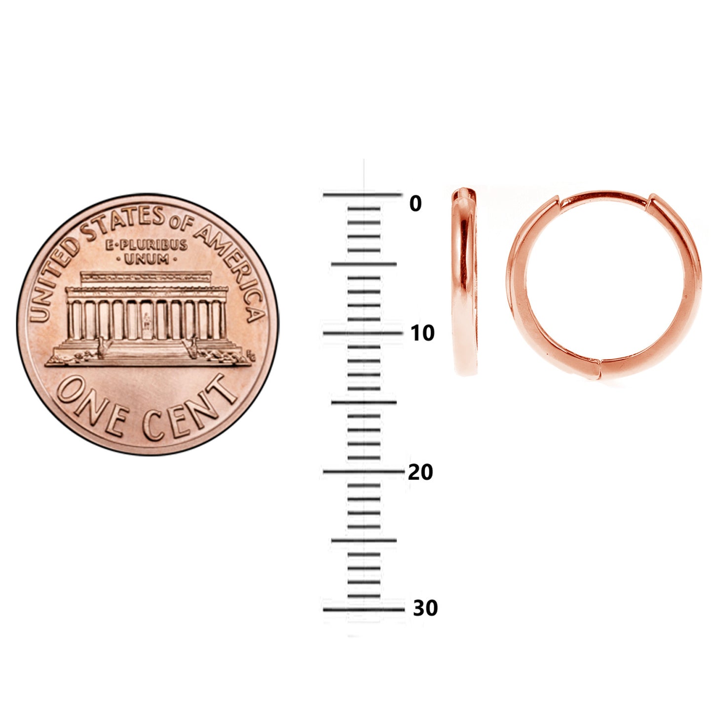 14k Rose Pink Gold Huggies Earrings Hoops 2x13 Mm
