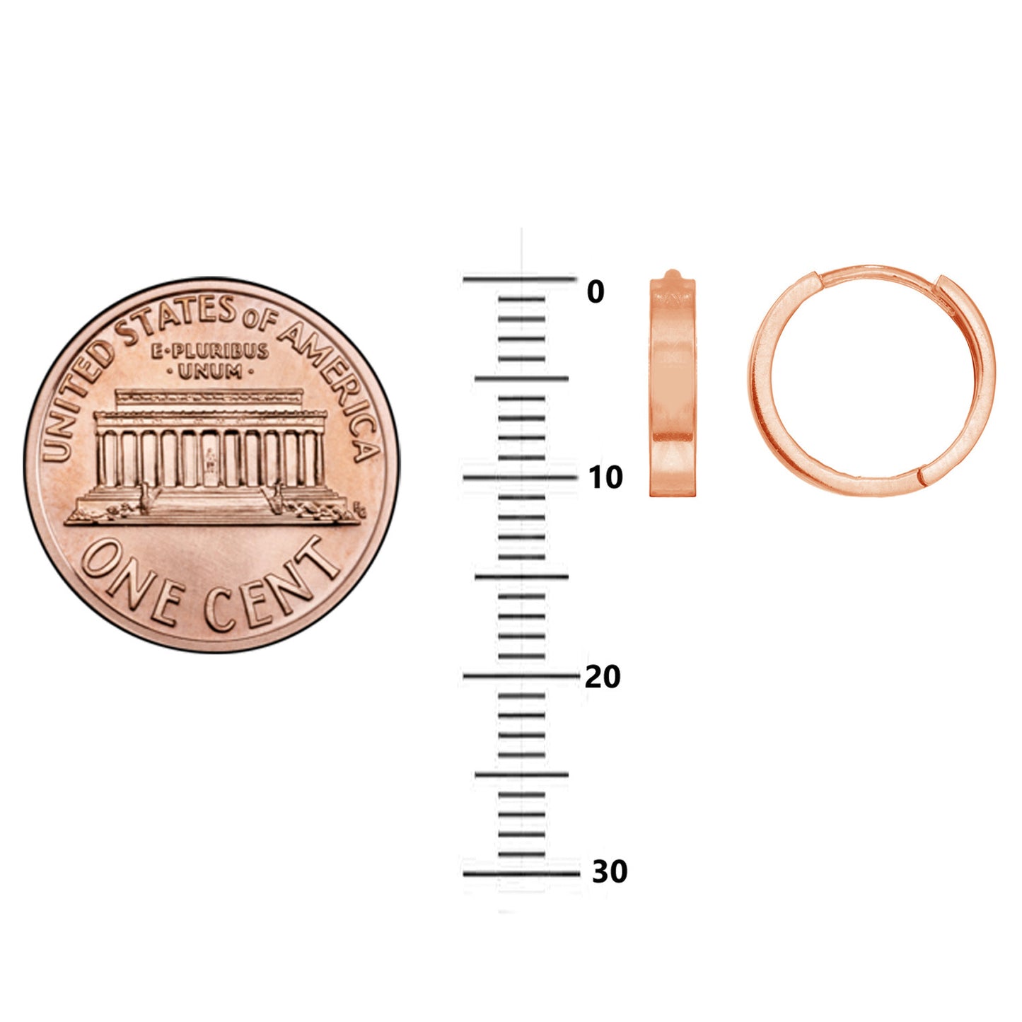 14k Rose Pink Gold Tubular Small Huggy Hoops Earrings 2x11 Mm