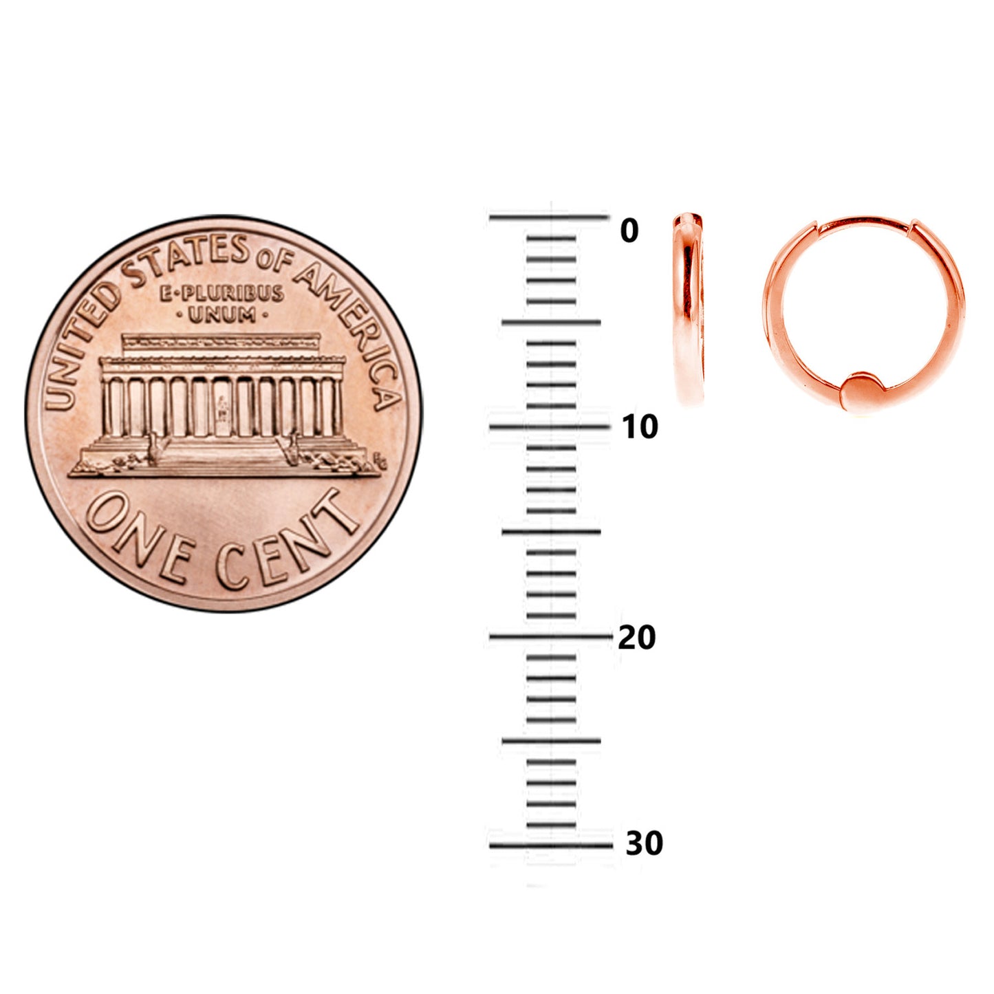 Children's 14k Rose Pink Gold Baby Huggies Earrings Hoops 1.5x9 Mm