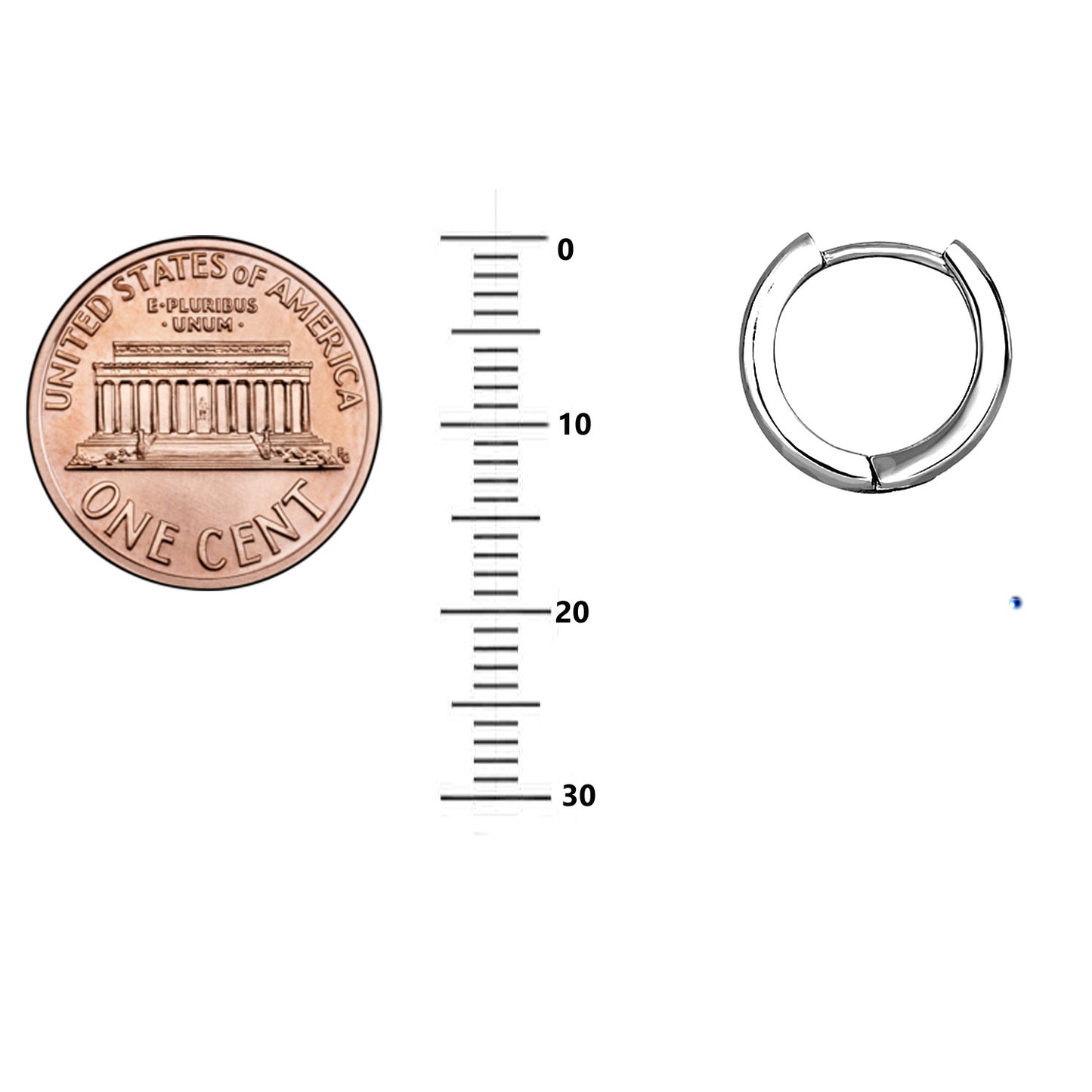 Ritastephens .925 Sterling Silver Round Huggy Hoop Earrings - 12.5x3mm Small Baby Huggies, Elegant Compact Silver Hoops, Classic & Timeless Design