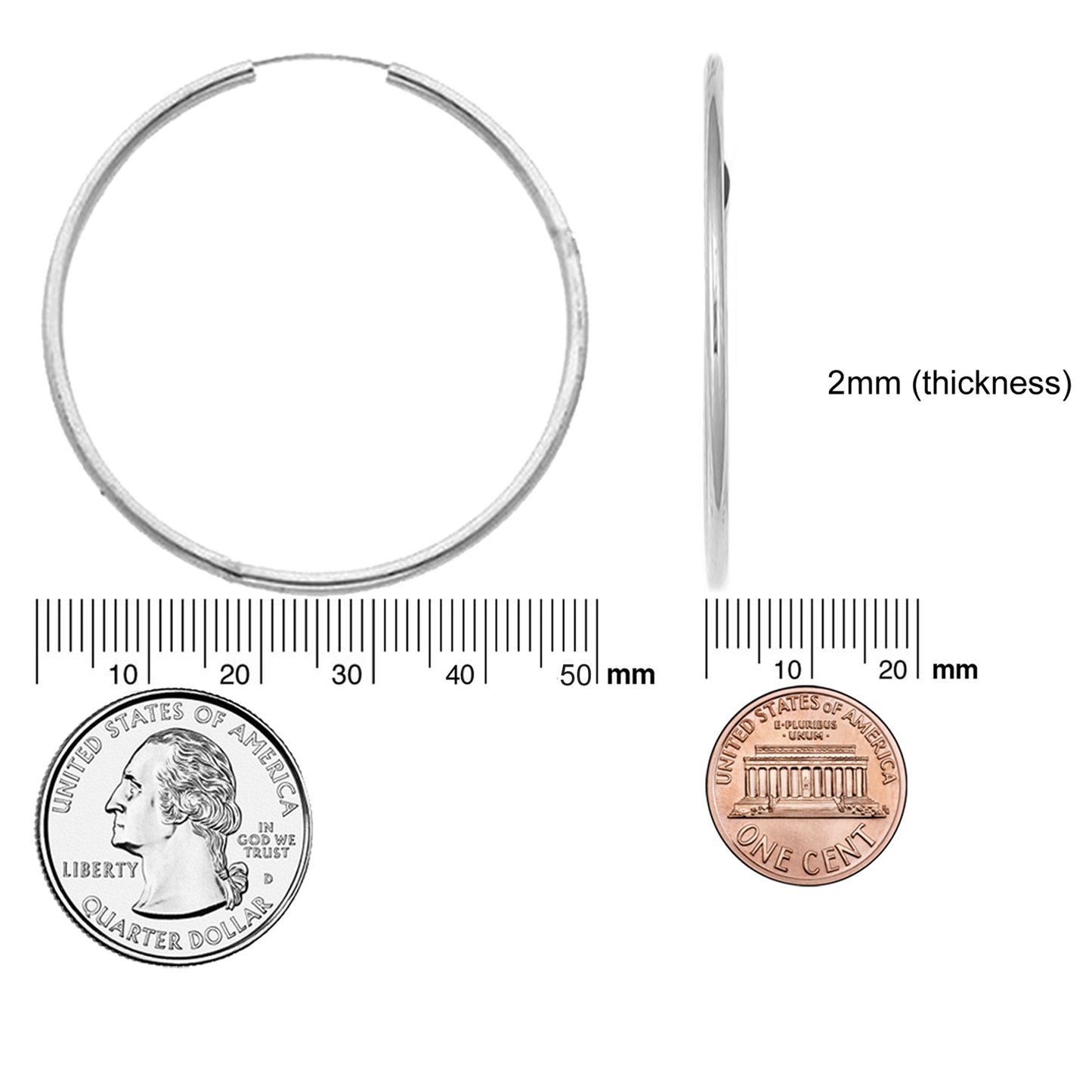 Ritastephens Jumbo Hoop Earrings - Endless Large 50mm Hoops, 925 Sterling Silver Classic Big Silver Hoops Large Thin Hoops Sterling Silver Hoops