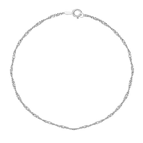 Ritastephens Elegant 11-Inch Sterling Silver Anklet – Delicate 1.7mm Sparkling Chain, Classic and Trendy Fashion Design, High-Quality Silver Jewelry
