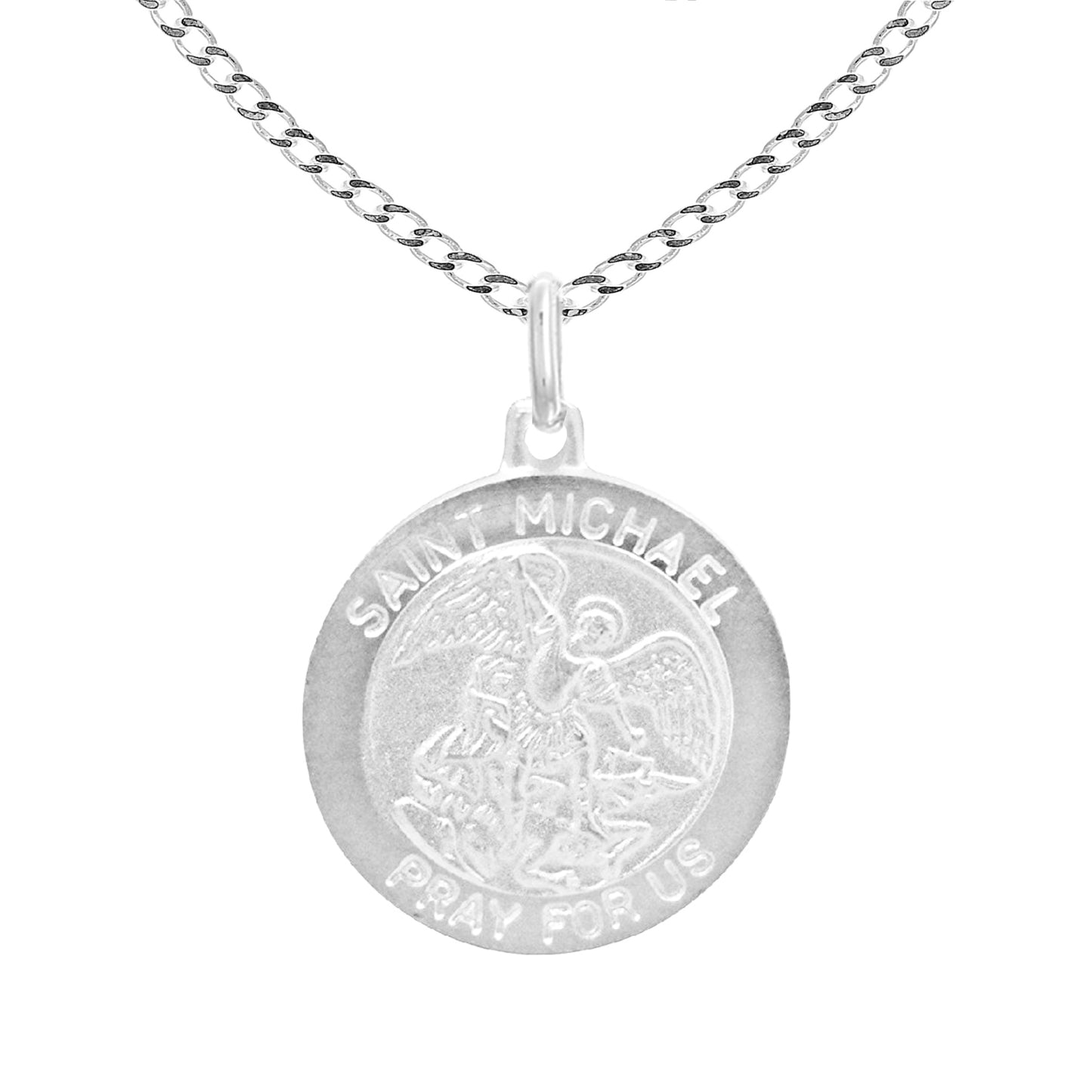 Ritastephens Exquisite Sterling Silver Saint Michael Medal Round Pendant Necklace Ritastephens