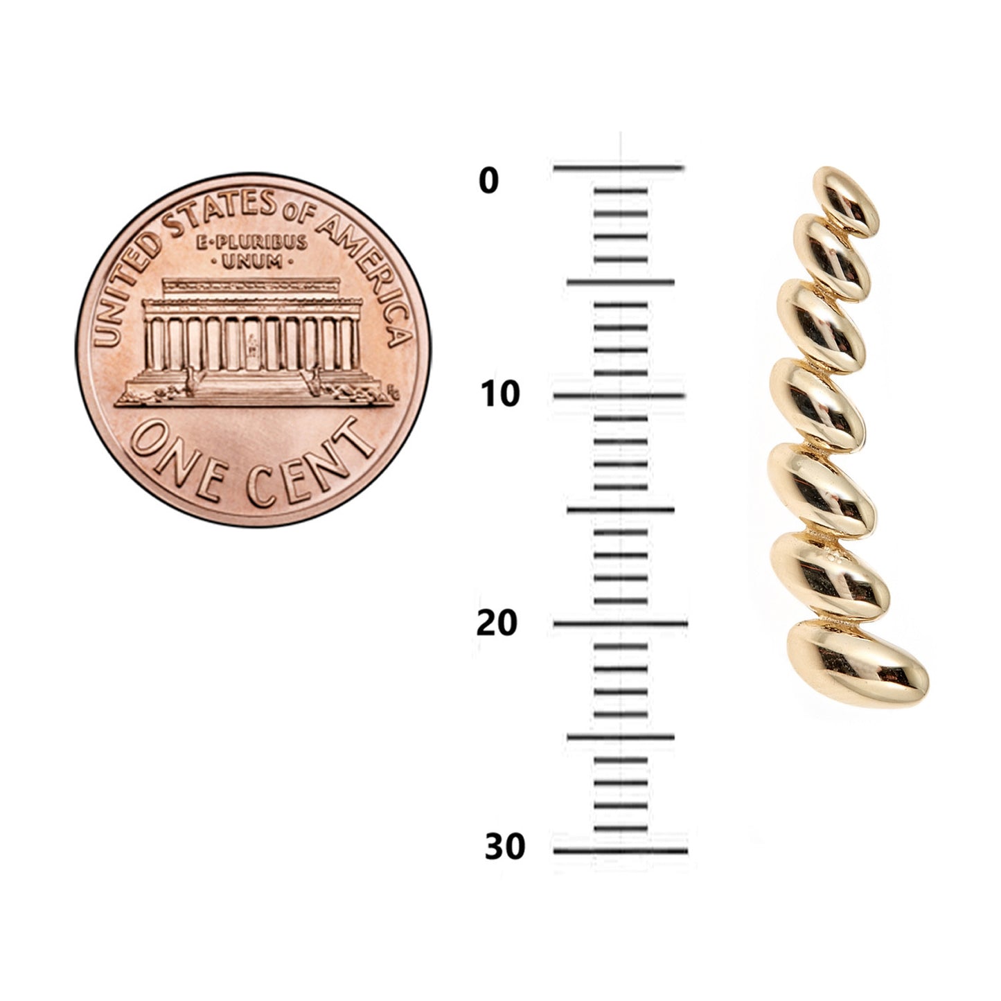 14k Yellow Gold San Marco Ribbed Ear Climber Crawler Earrings 24 Mm