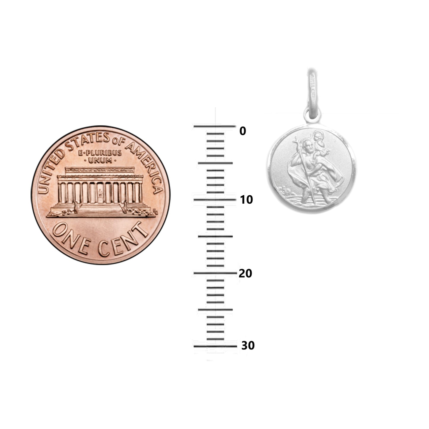 Ritastephens Italian Sterling Silver Saint Christopher Medal Pendant Necklace - 12mm Round Charm, Religious Jewelry with 925 Silver Chain, Travel Protection,