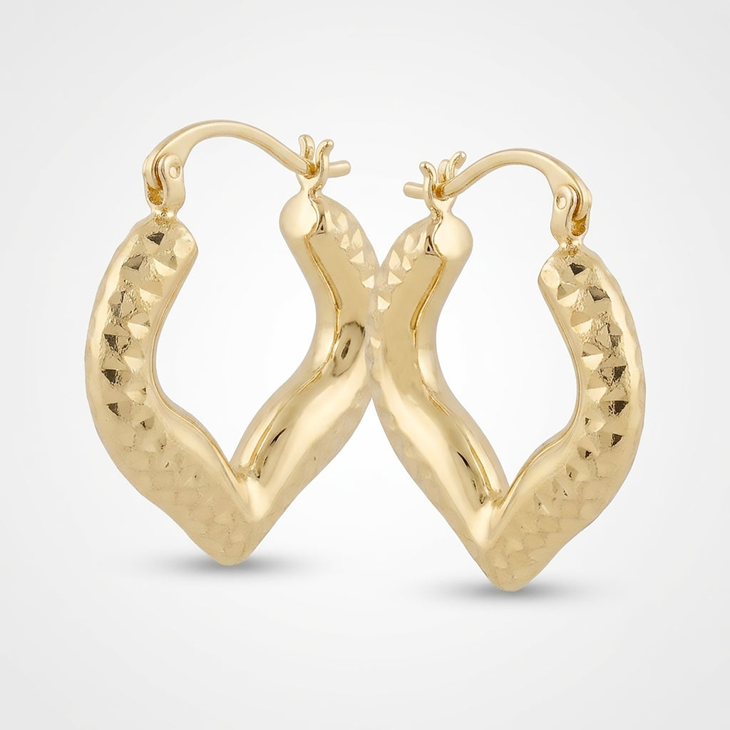 Faceted Heart Hoop Earrings | Real 10K Yellow Gold | Dainty & Elegant