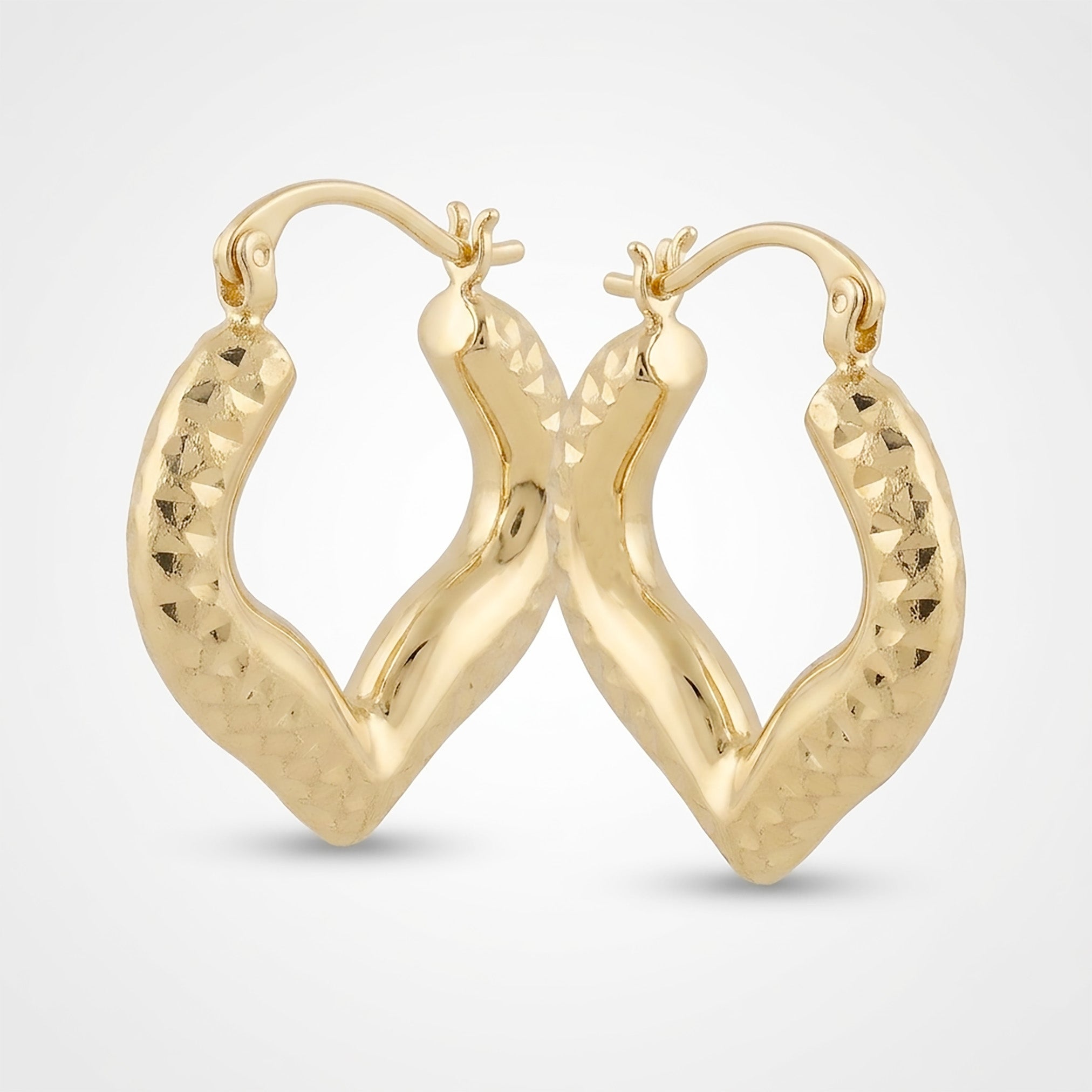 Faceted Heart Hoop Earrings | Real 10K Yellow Gold | Dainty & Elegant