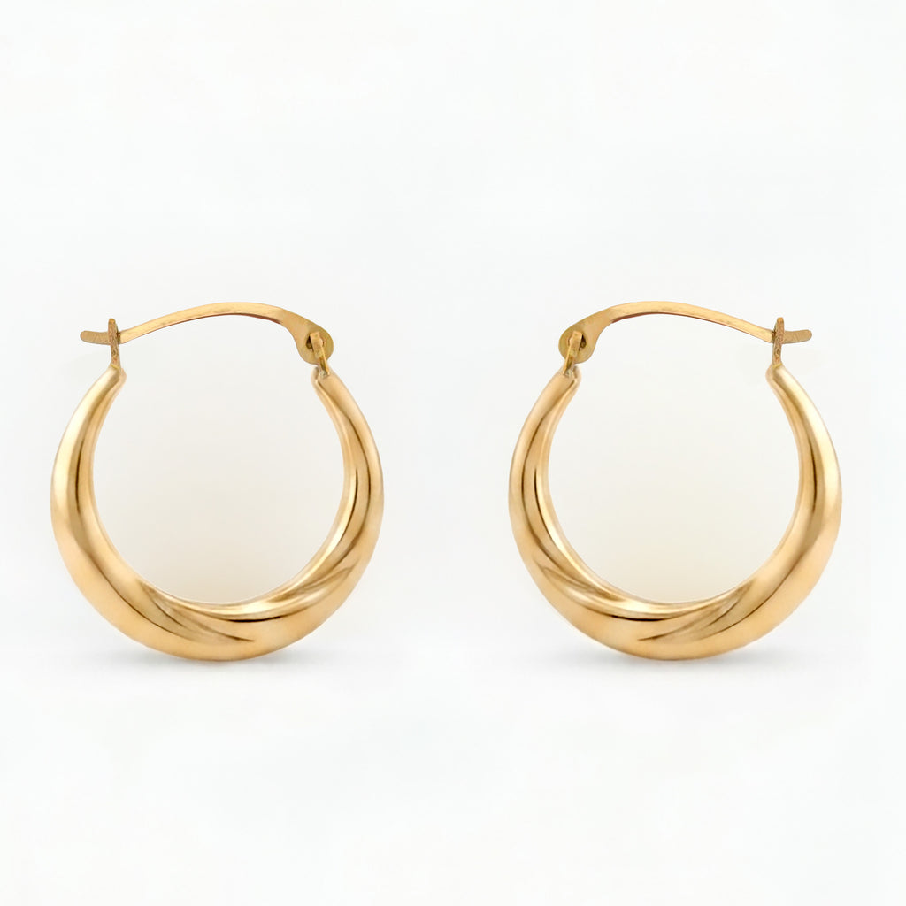 10K Solid Gold Twisted Hoop Earrings | 17.5mm Snap Closure Hoops
