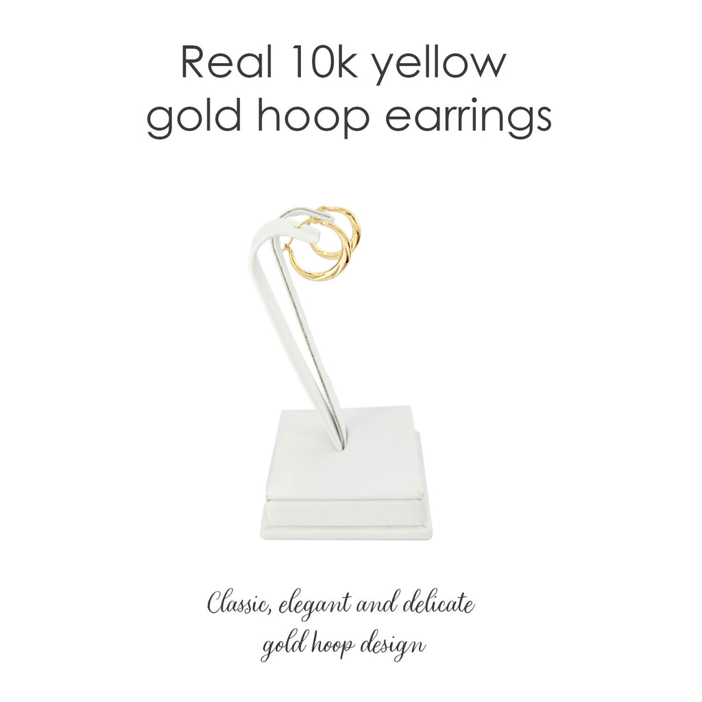 10K Solid Gold Twisted Hoop Earrings | 17.5mm Snap Closure Hoops
