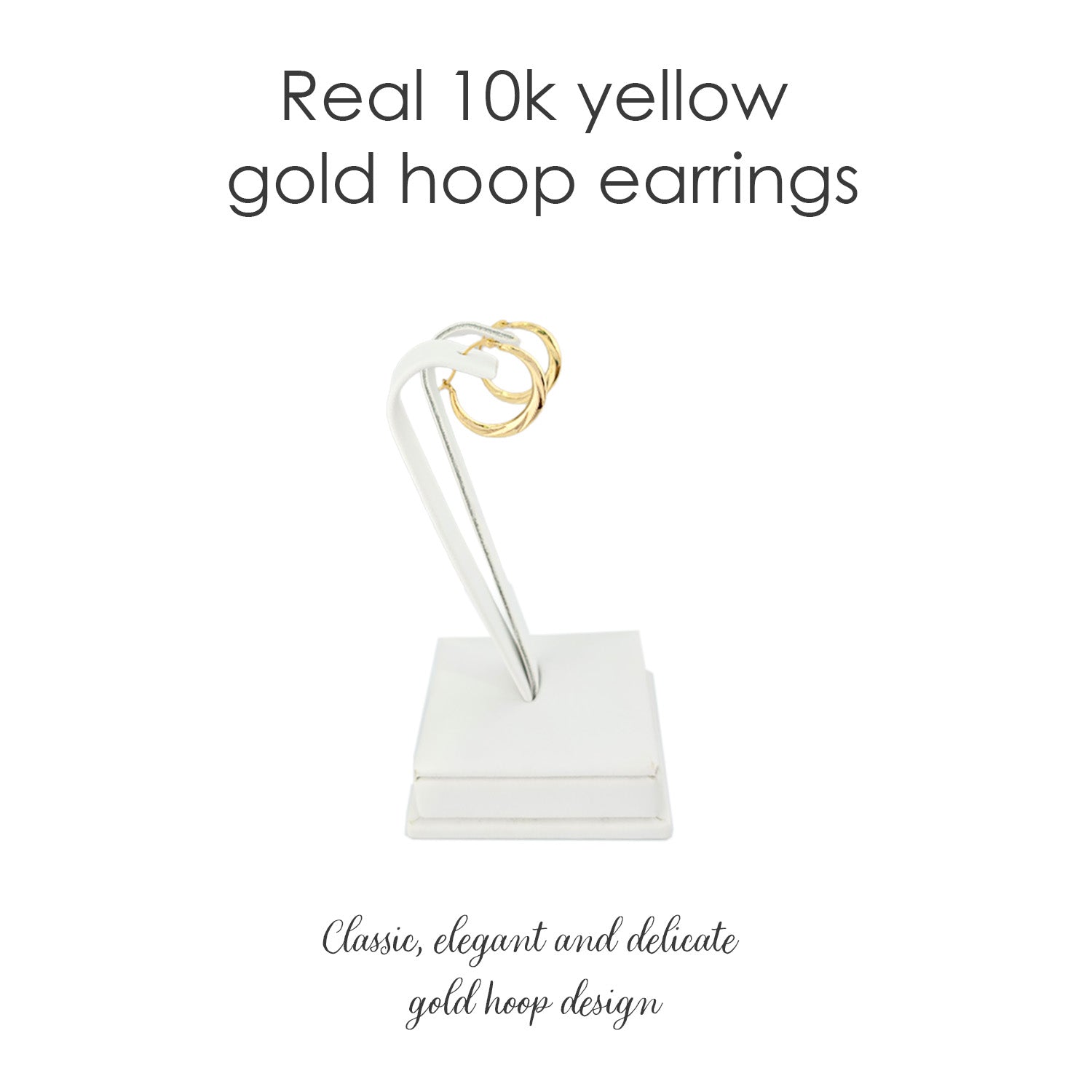 10K Solid Gold Twisted Hoop Earrings | 17.5mm Snap Closure Hoops
