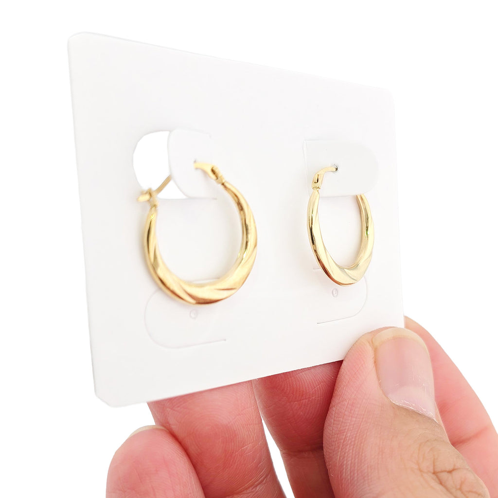 10K Solid Gold Twisted Hoop Earrings | 17.5mm Snap Closure Hoops