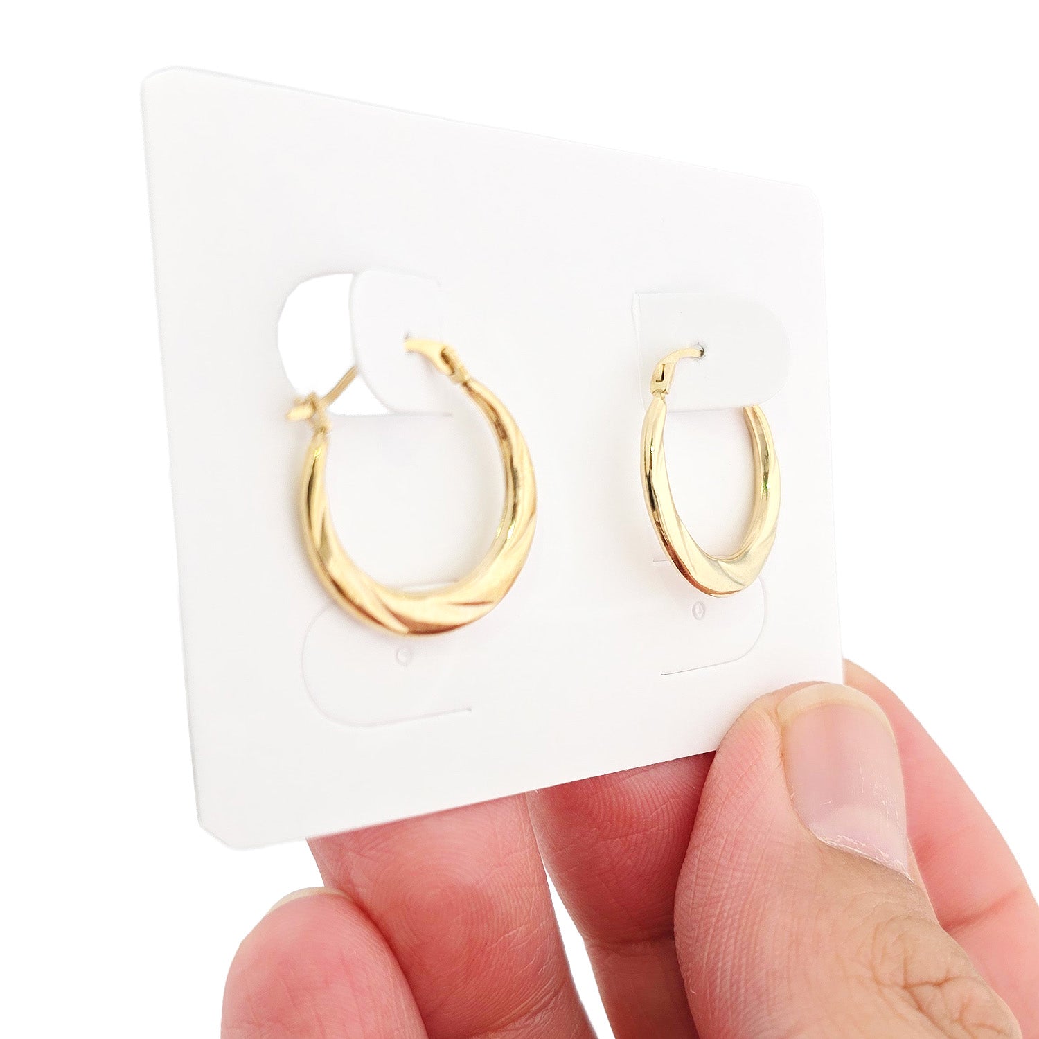 10K Solid Gold Twisted Hoop Earrings | 17.5mm Snap Closure Hoops
