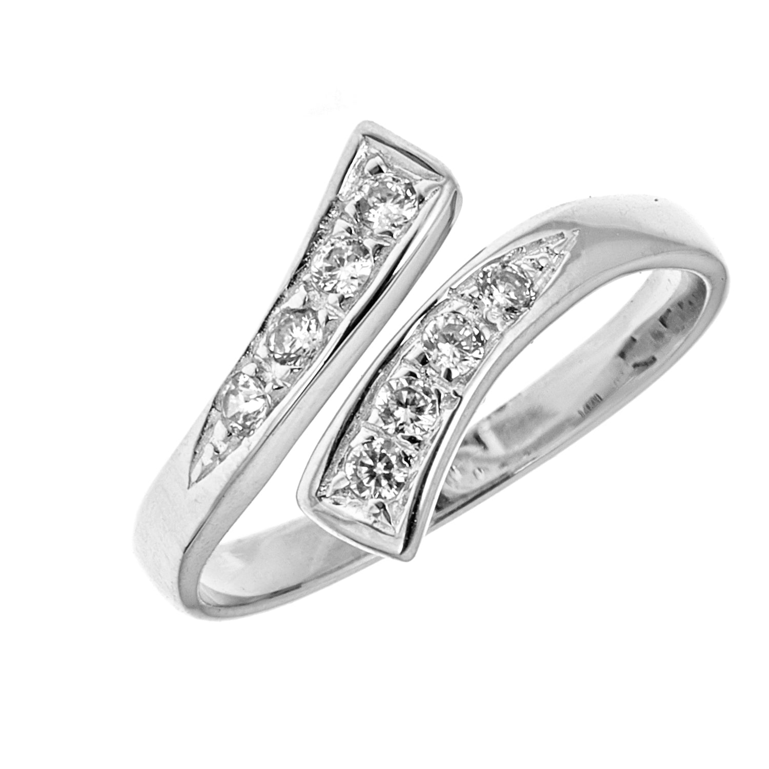 Toe Ring  or Pinky adjustable ring with Shiny CZs – Elegant  Genuine 10K Yellow or 10k White Gold Crossover style