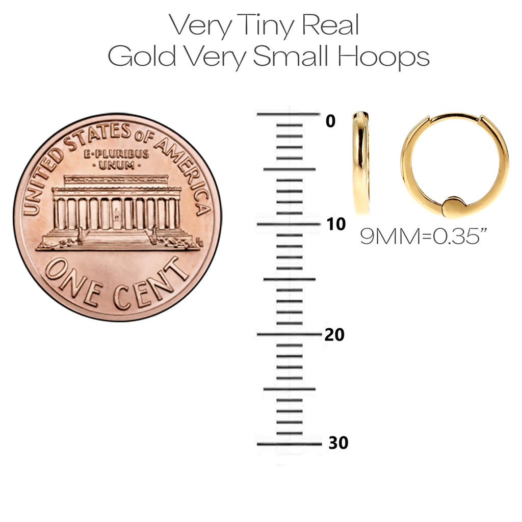 Tiny little Hoop Earrings Real 14K White Gold or Yellow Gold Dainty mini huggies Earrings – Gift ready