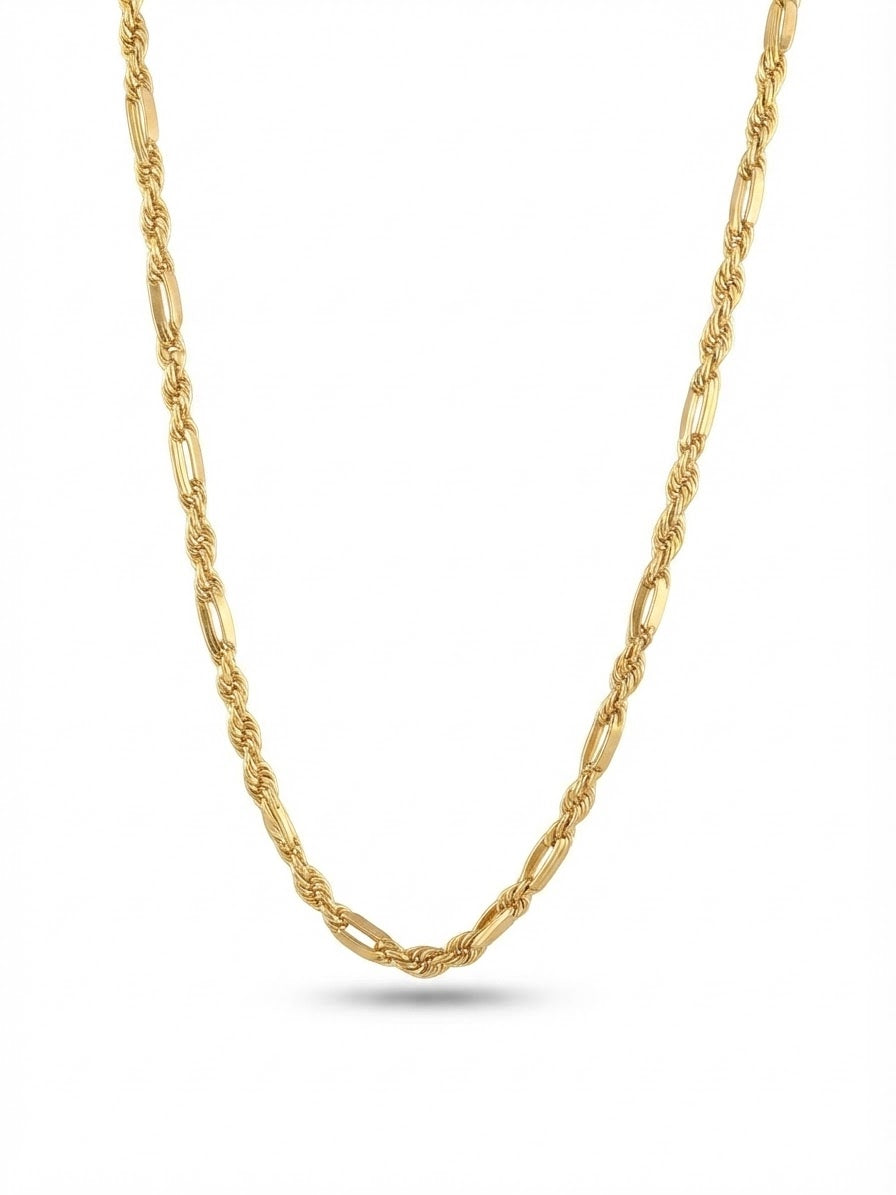 925 Sterling Silver Gold Plated Figarope Chain Necklace – 4mm, 22" or 24"