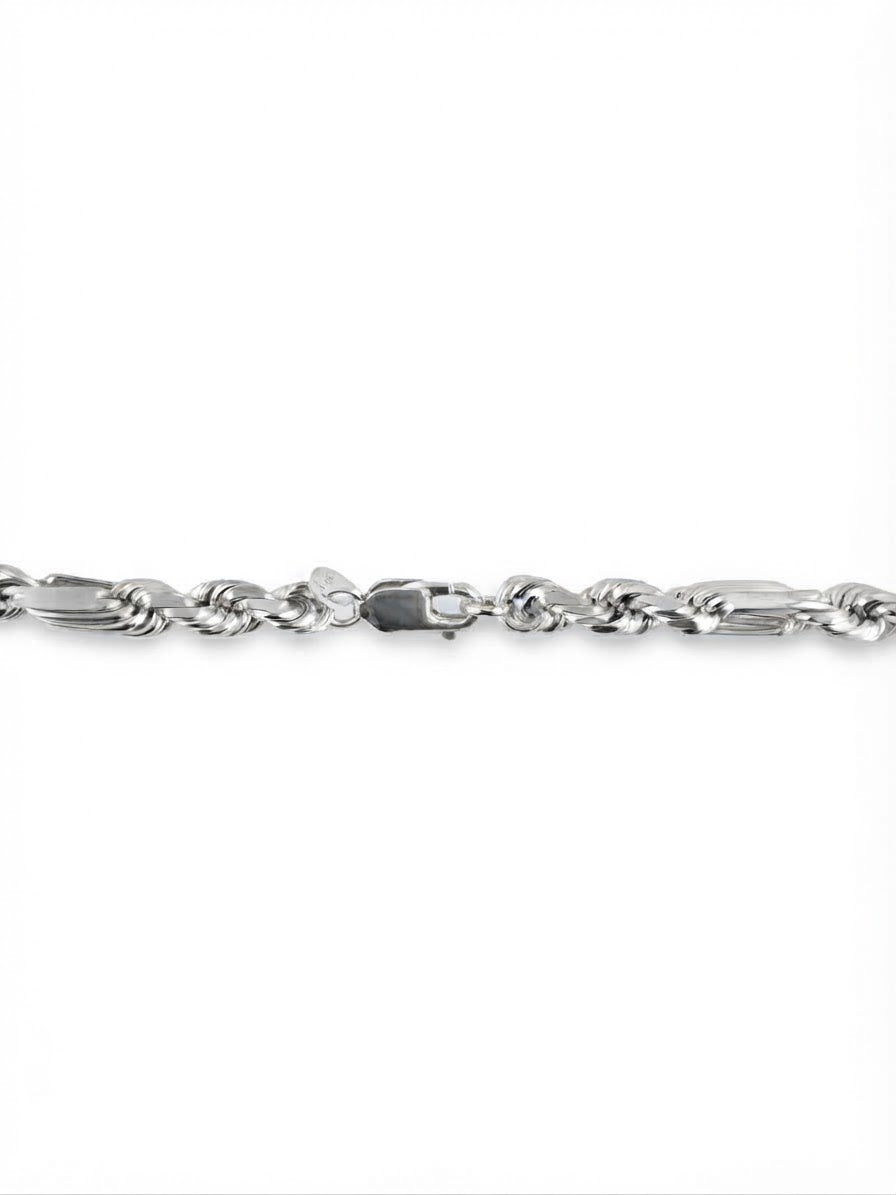 925 Sterling Silver Figarope Chain Necklace – 4mm Silver, 22" or 24"