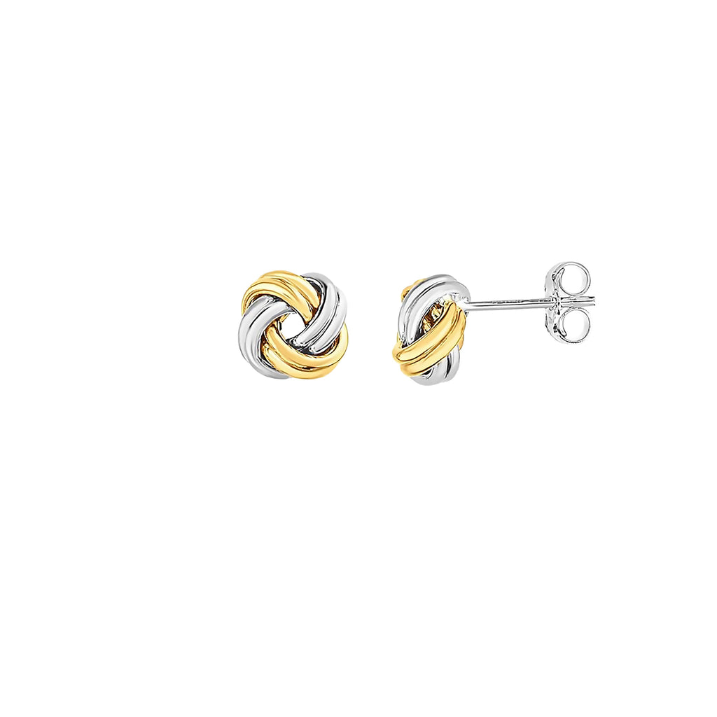 Love Knot Stud Earrings Bridal Party Set - Sterling Silver 925 Two Tone Gold Overlay | Bridesmaid Gift Sets