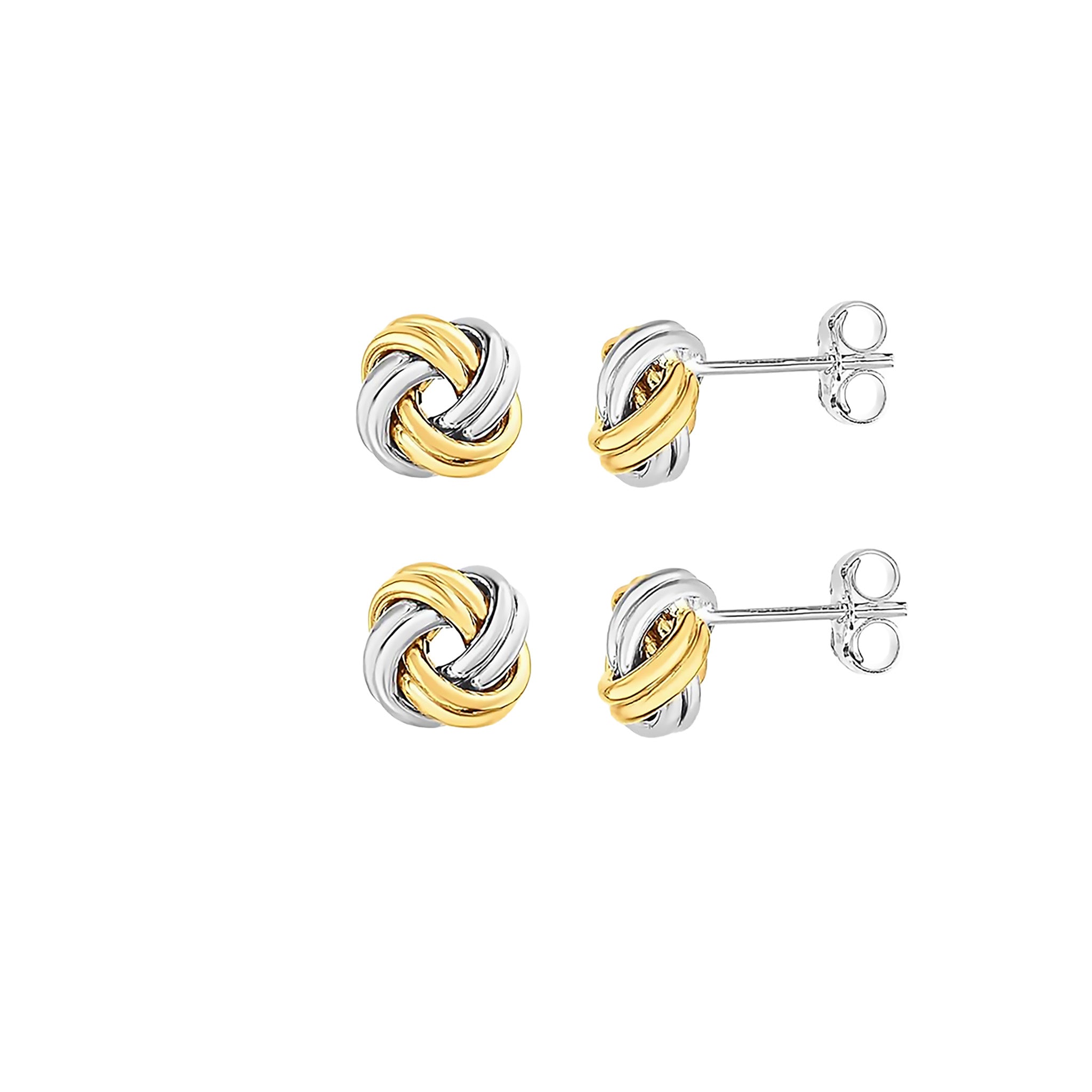 Love Knot Stud Earrings Bridal Party Set - Sterling Silver 925 Two Tone Gold Overlay | Bridesmaid Gift Sets