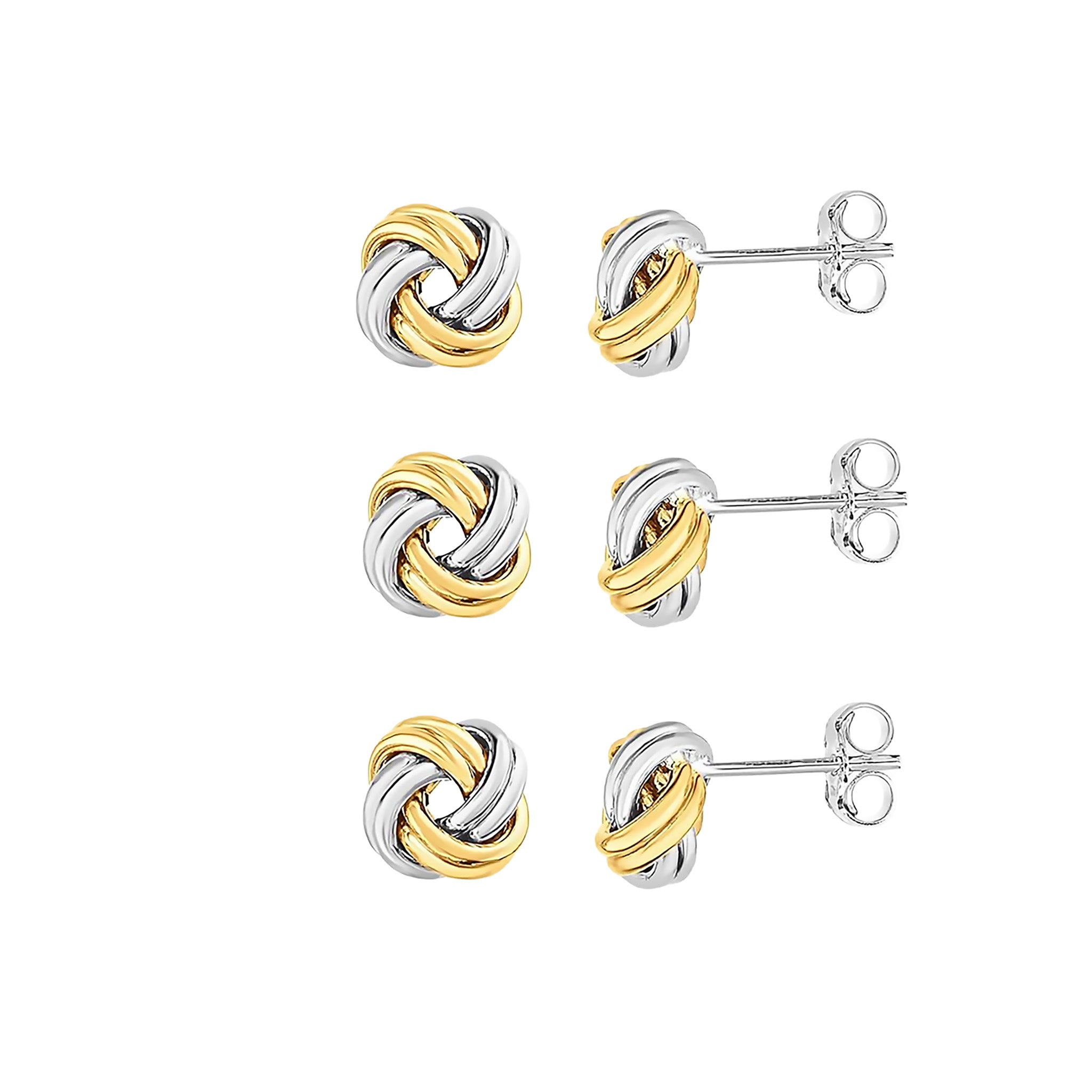Love Knot Stud Earrings Bridal Party Set - Sterling Silver 925 Two Tone Gold Overlay | Bridesmaid Gift Sets