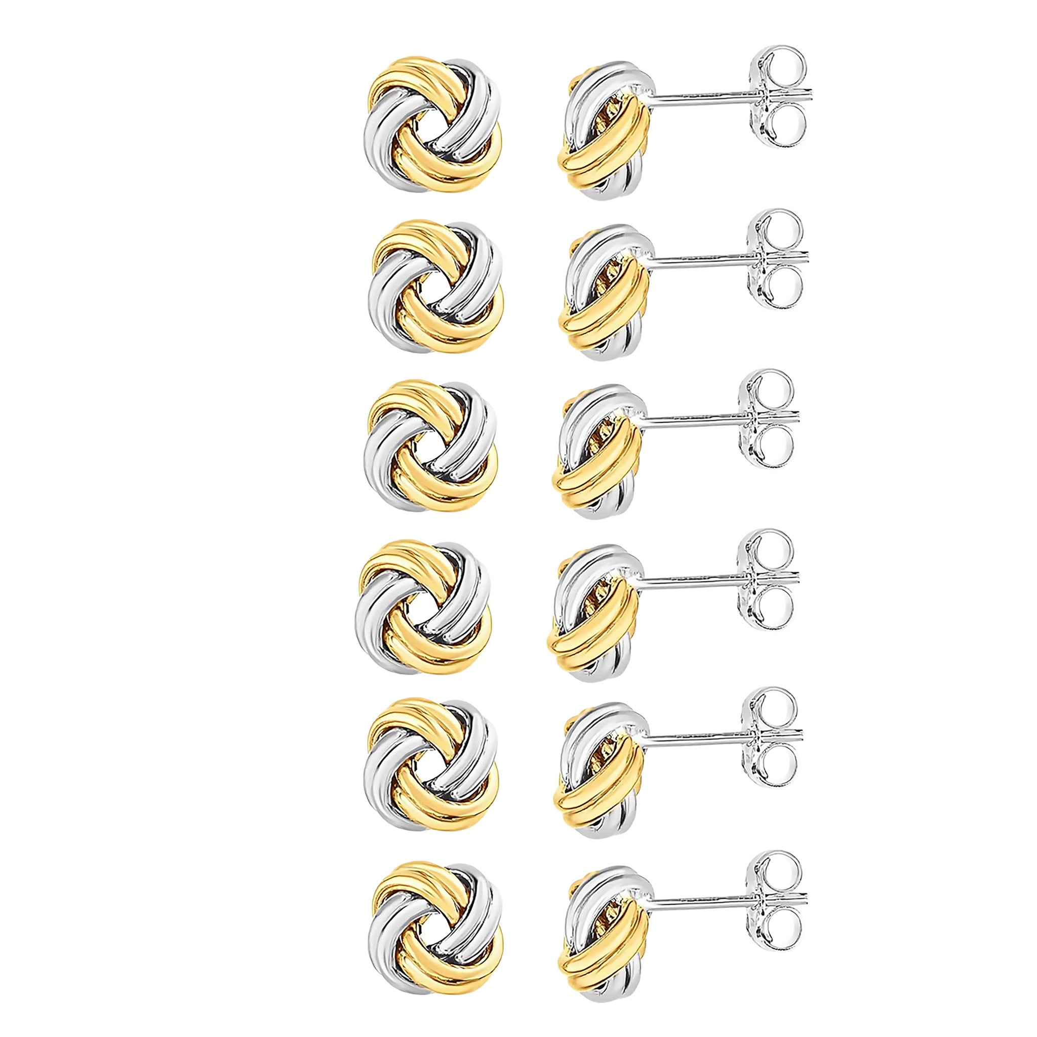 Love Knot Stud Earrings Bridal Party Set - Sterling Silver 925 Two Tone Gold Overlay | Bridesmaid Gift Sets