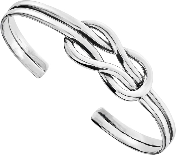 Sterling Silver Mariner Tie the Love Knot Cuff Bangle Bracelet 7 inch