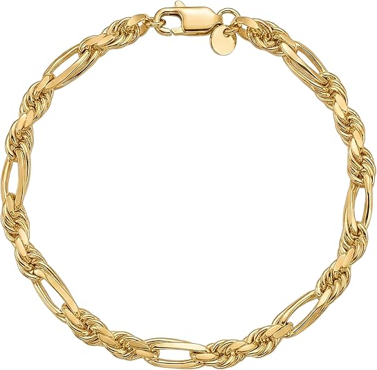 Men’s 925 Sterling Silver Figarope Bracelet — 9 Inch, 6mm