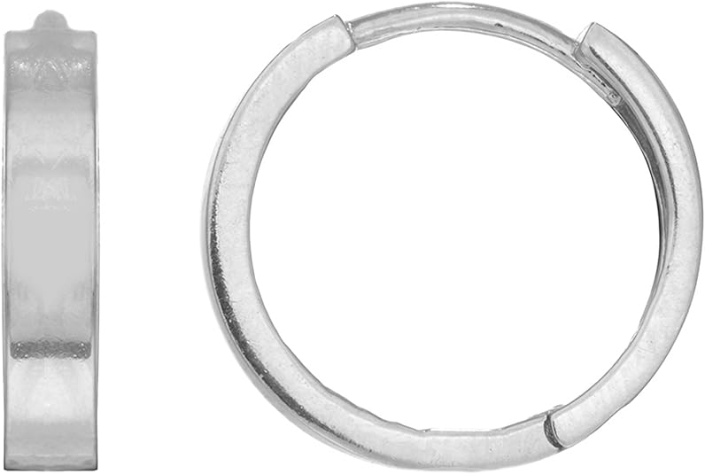 Small Gold hoop Earrings for men or women Real 10K yellow and white Gold Square Small Hoop Earrings 13mm