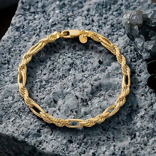 Men’s 925 Sterling Silver Figarope Bracelet — 9 Inch, 6mm