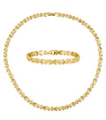 Gold Heart XOXO Necklace and Bracelet Set - Stainless Steel