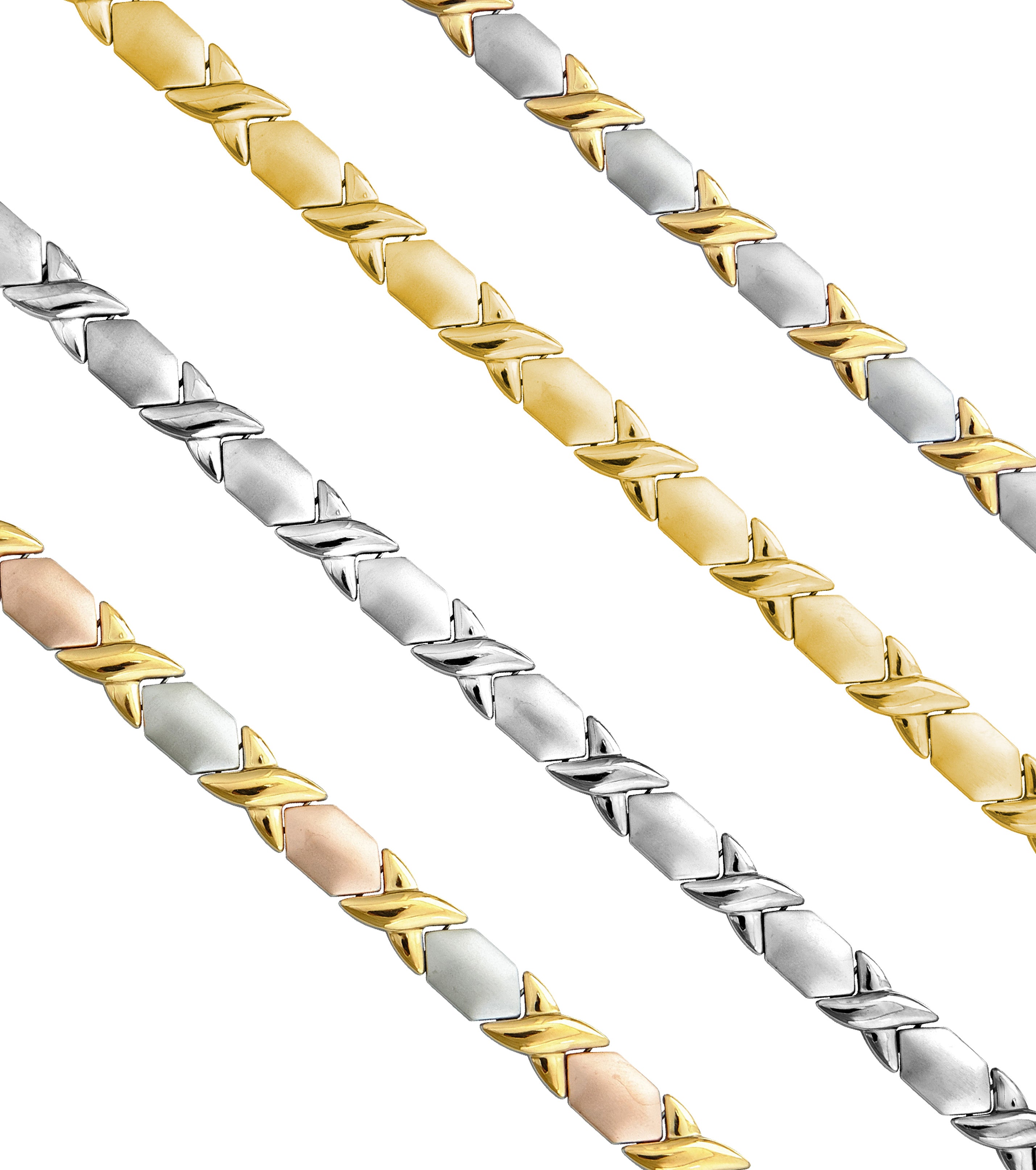 Hugs and Kisses Necklace and Bracelet Jewlry gift Set - Stainless Steel available in 4 variations