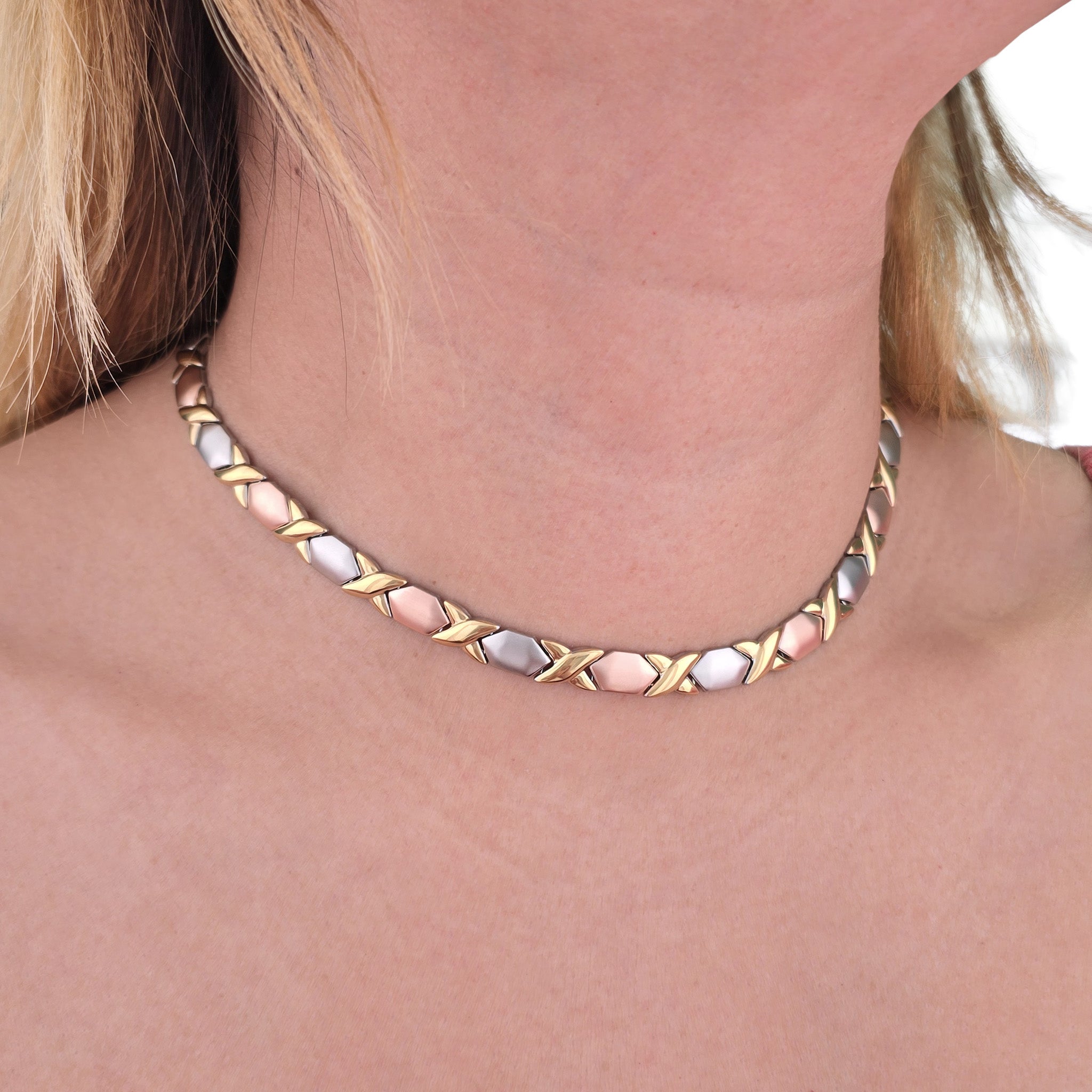 Hugs and Kisses Necklace and Bracelet Jewlry gift Set - Stainless Steel available in 4 variations