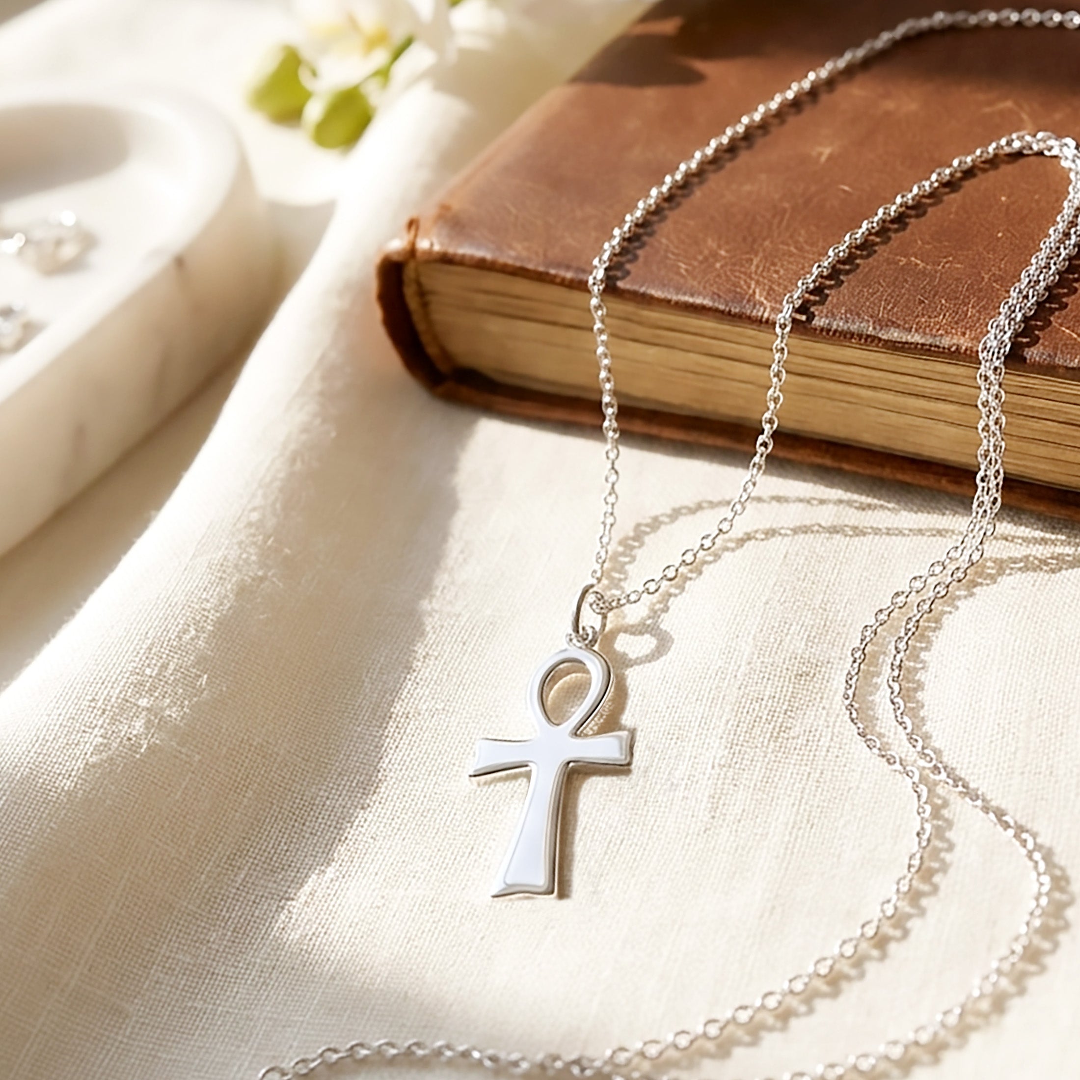 Ankh Cross Necklace - 925 Sterling Silver Egyptian Key of Life Pendant