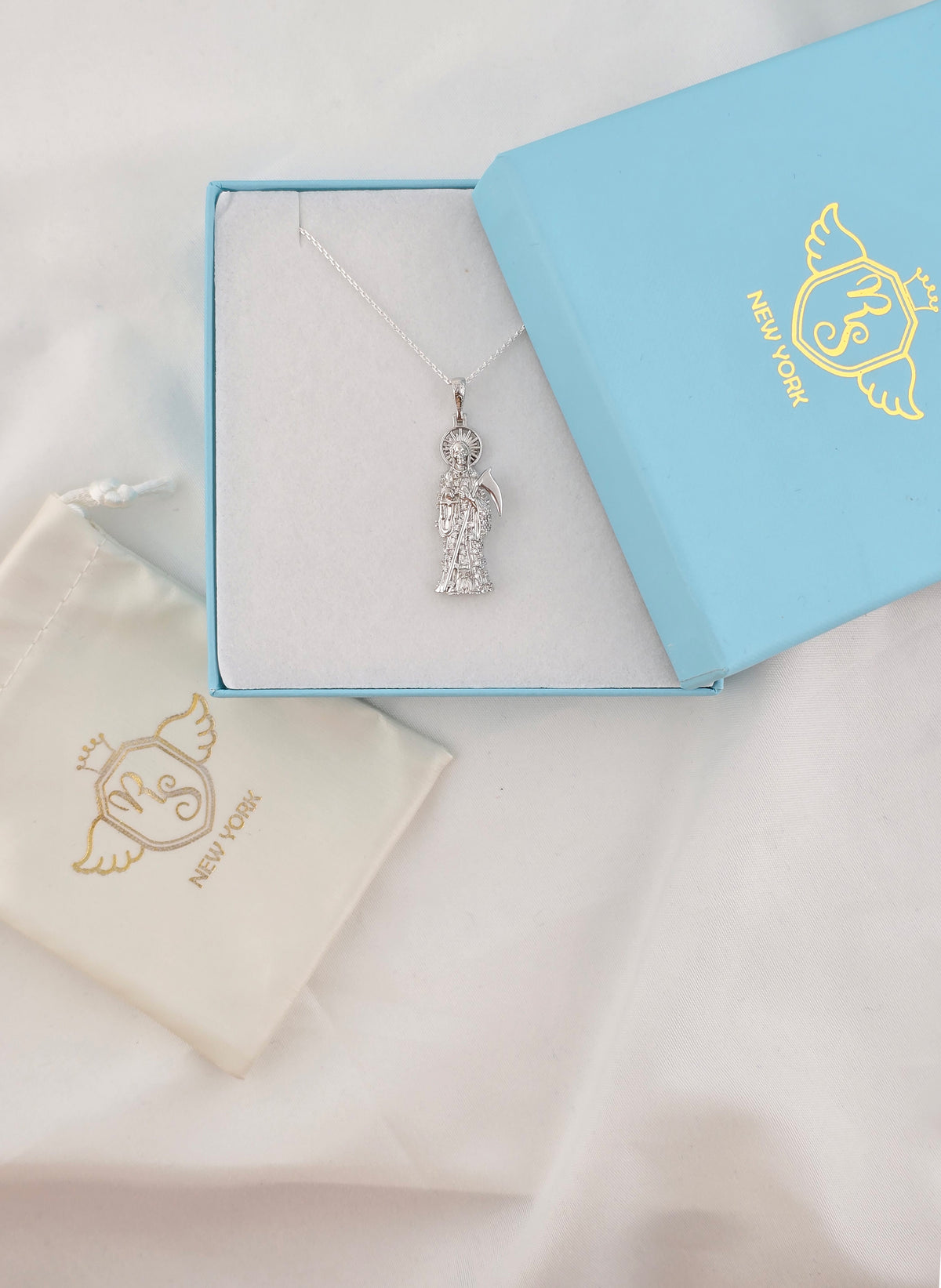 La Santa Muerte Holy Death Grim Reaper Pendant | 925 Sterling Silver Necklace