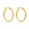 25mm Gold Plated 925 Sterling Silver Textured Hoop Earrings - Dainty & Hypoallergenic