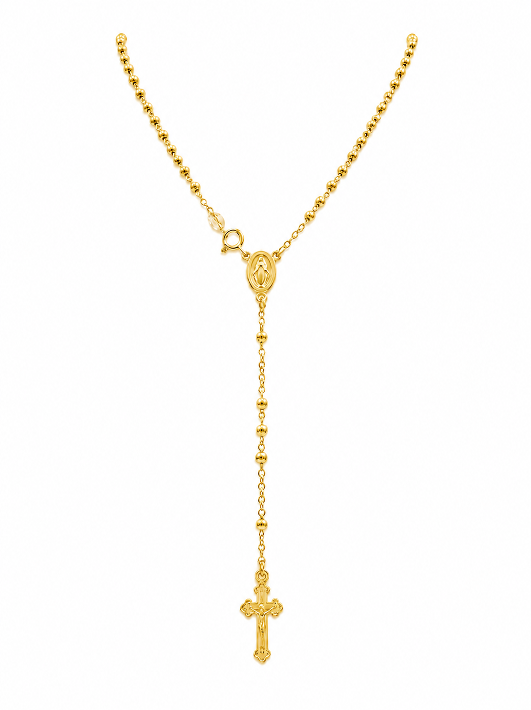 Sterling Silver Gold Plated Miraculous Medal Rosary, Dainty Faith Jewelry