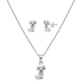 925 Sterling Silver Tiny Dog Necklace & Earrings Set | Dog Lover Jewelry