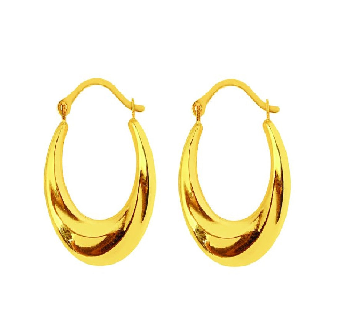 Ritastephens 14K Yellow Gold Shiny Oval Twist Hoop Earrings - 21mm, Real Gold, Elegant & Classic Design, Stylish Modern Gold Hoops, Timeless Polished Oval Hoops with 14K Yellow Gold
