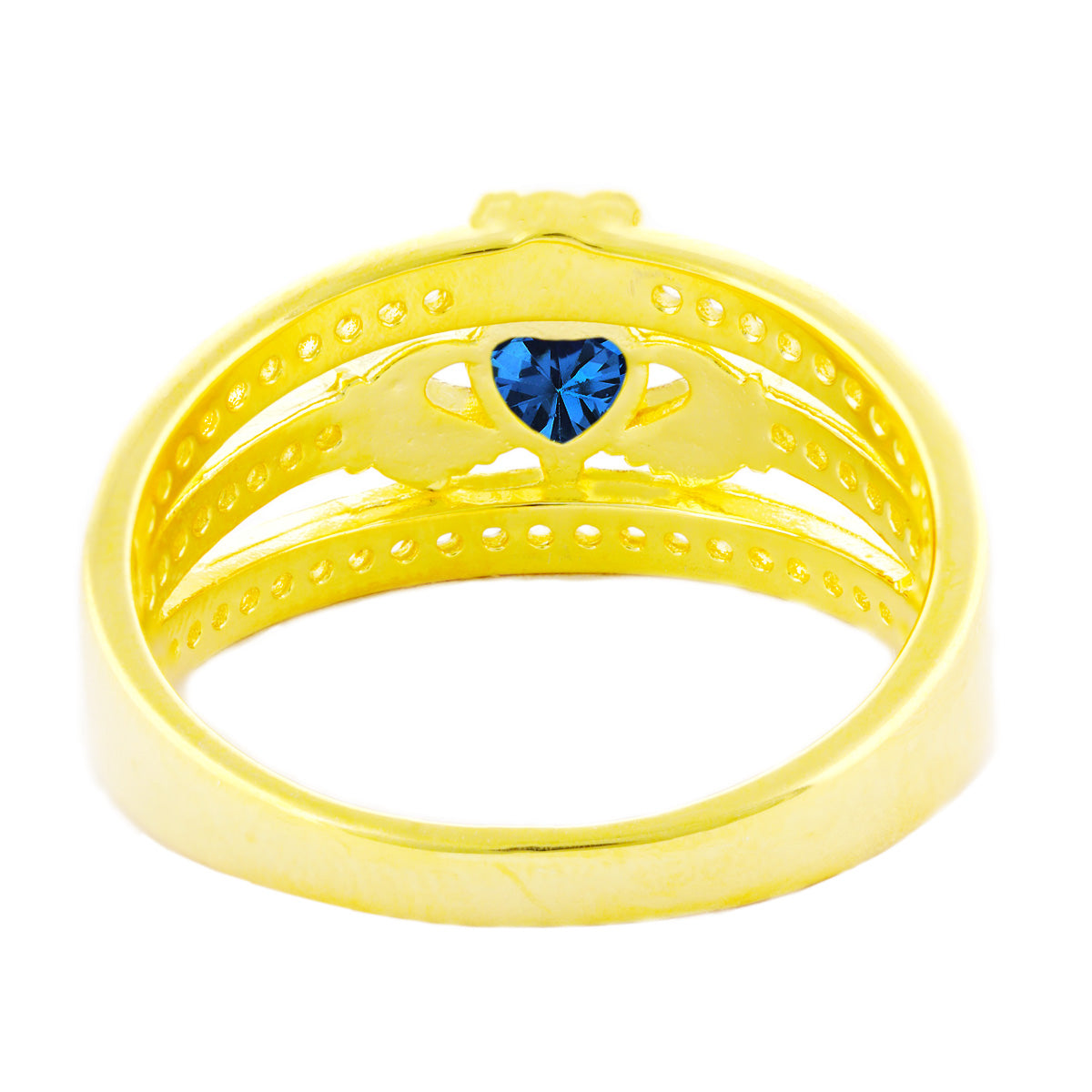Claddagh Ring with Birthstones - Irish Celtic Love Friendship Ring Sterling Silver 925 Yellow Gold Overlay | RitaStephens