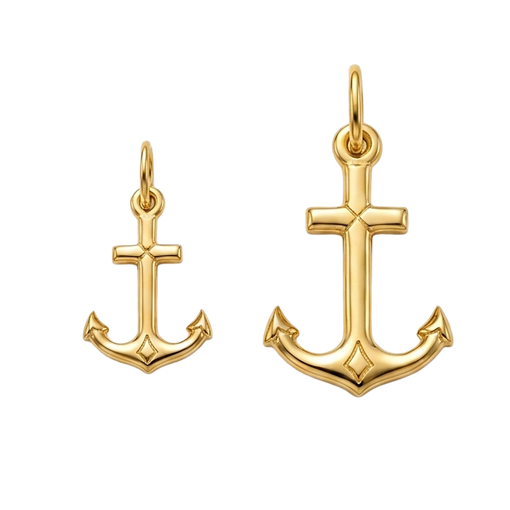 Gold Overlay 925 Sterling Silver Anchor Necklace Set – His & Hers Matching Couple Jewelry
