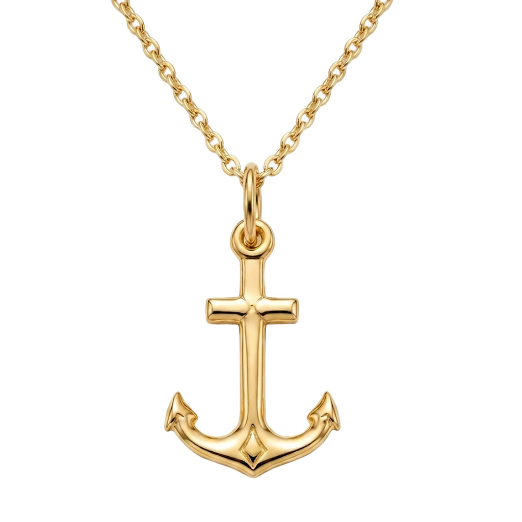 Yellow Gold Overlay 925 Sterling Silver Large Anchor Pendant Necklace 22 Inches