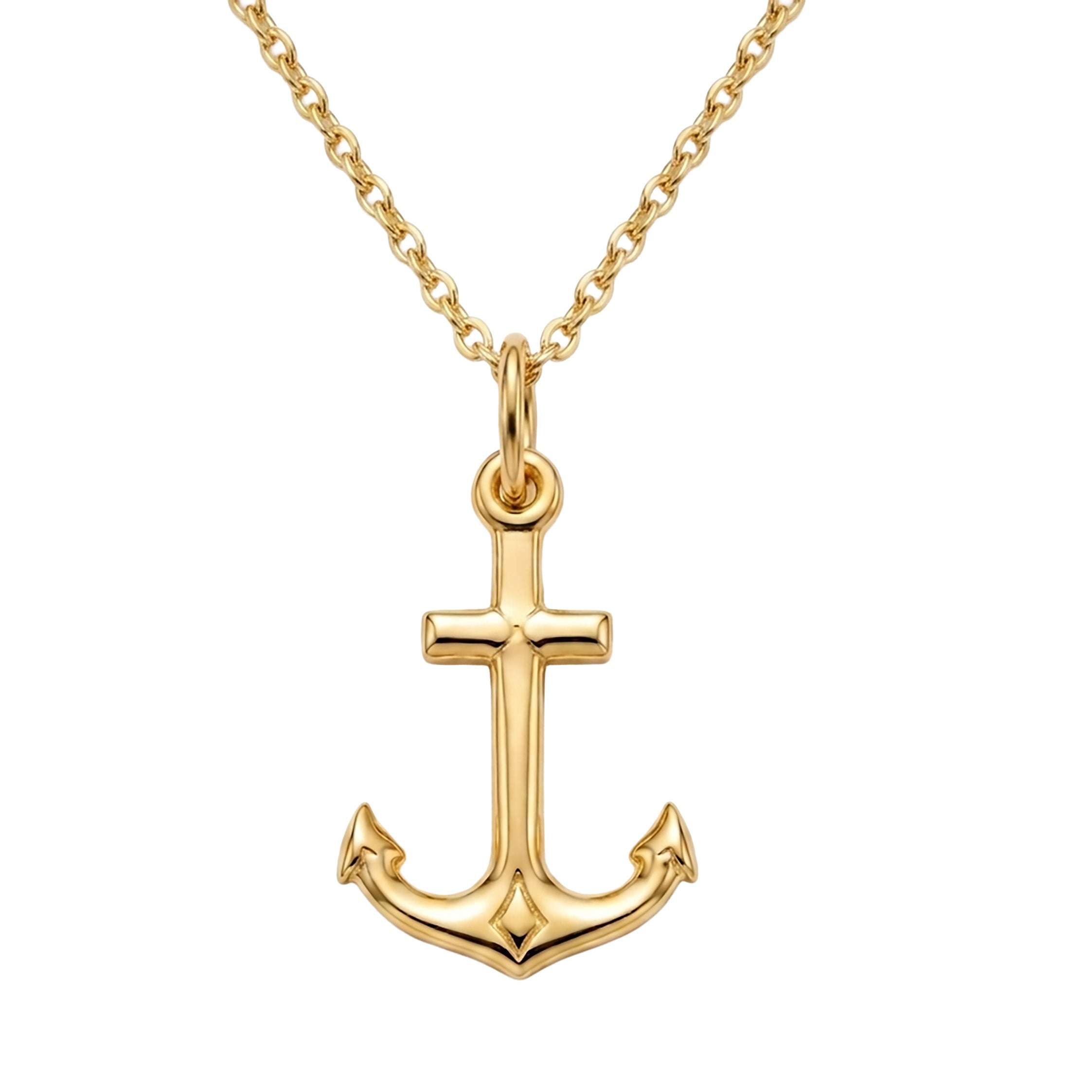 Gold Overlay 925 Sterling Silver Anchor Necklace Set – His & Hers Matching Couple Jewelry