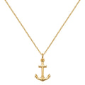Nautical Elegance: Sterling Silver Anchor Pendant Necklace with 14K Yellow Gold Overlay - Classic Cable Chain & Lobster Lock (18", 20", 22")