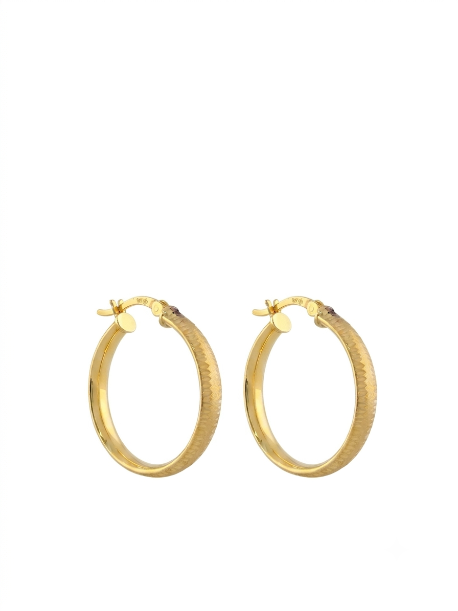 25mm Gold Plated 925 Sterling Silver Textured Hoop Earrings - Dainty & Hypoallergenic