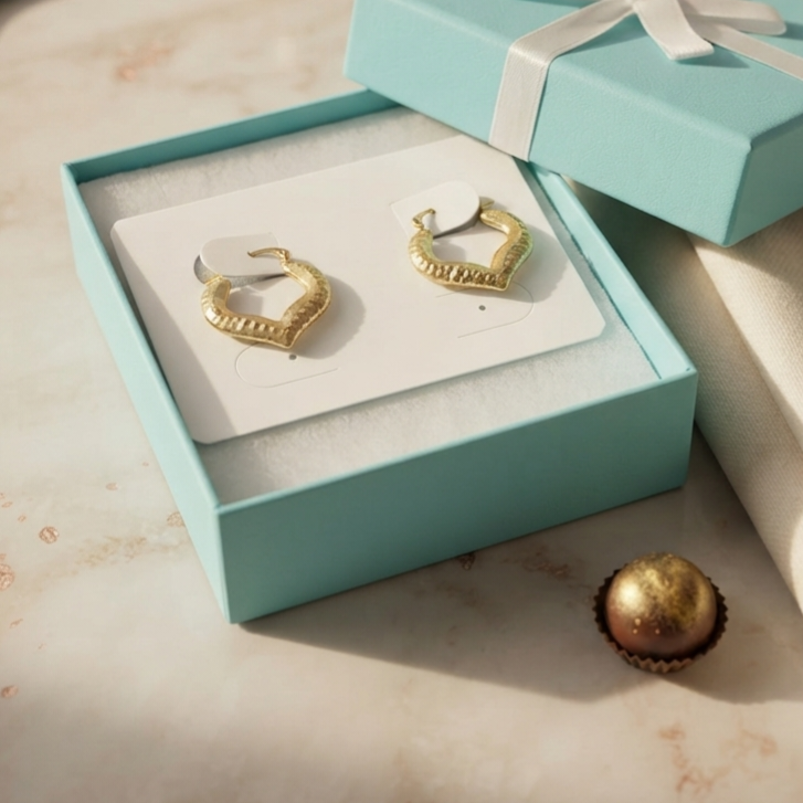 Faceted Heart Hoop Earrings | Real 10K Yellow Gold | Dainty & Elegant