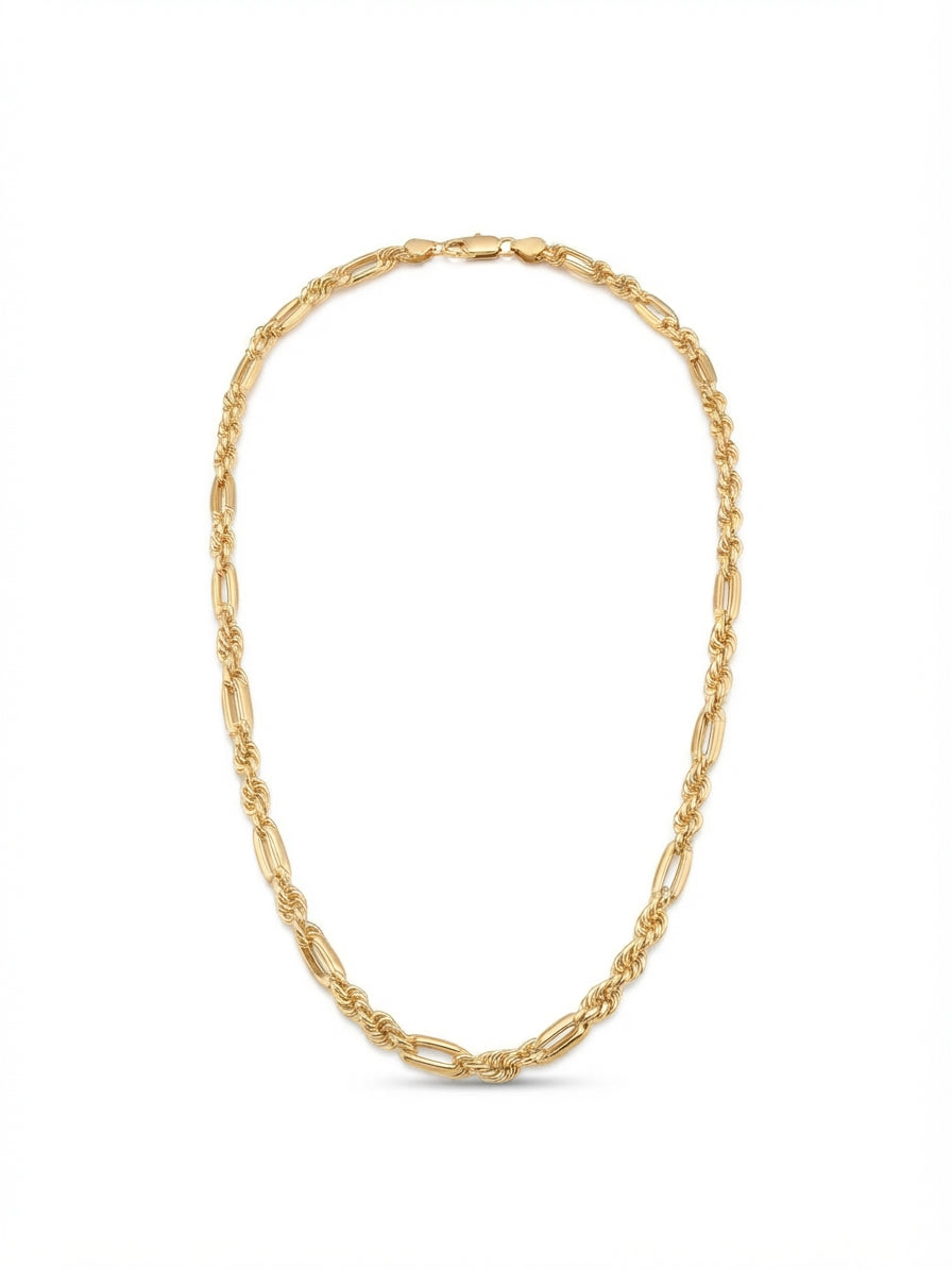 925 Sterling Silver Gold Plated Figarope Chain Necklace – 4mm, 22" or 24"