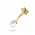 14K Solid Yellow Gold Freshwater Pearl Cartilage Stud | Internally Threaded Helix Tragus Conch Piercing