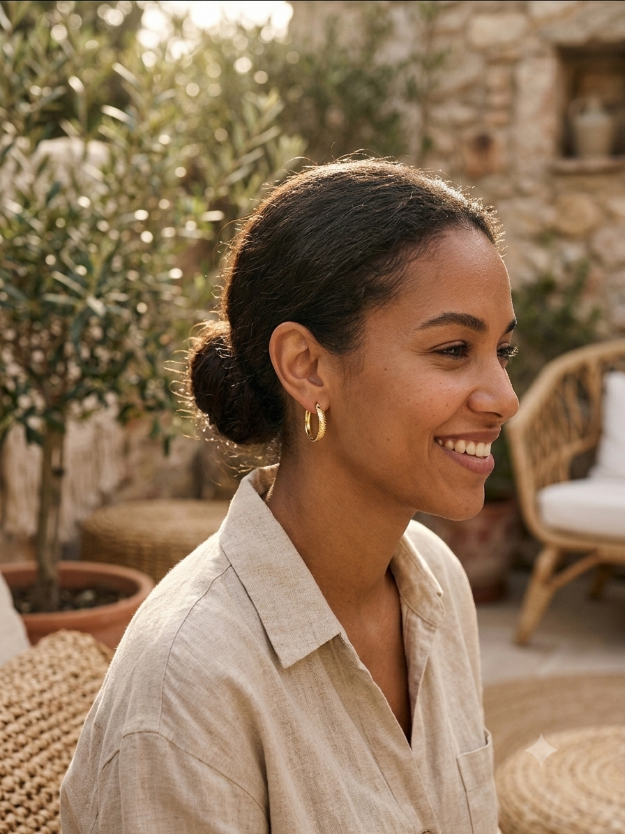 25mm Gold Plated 925 Sterling Silver Textured Hoop Earrings - Dainty & Hypoallergenic