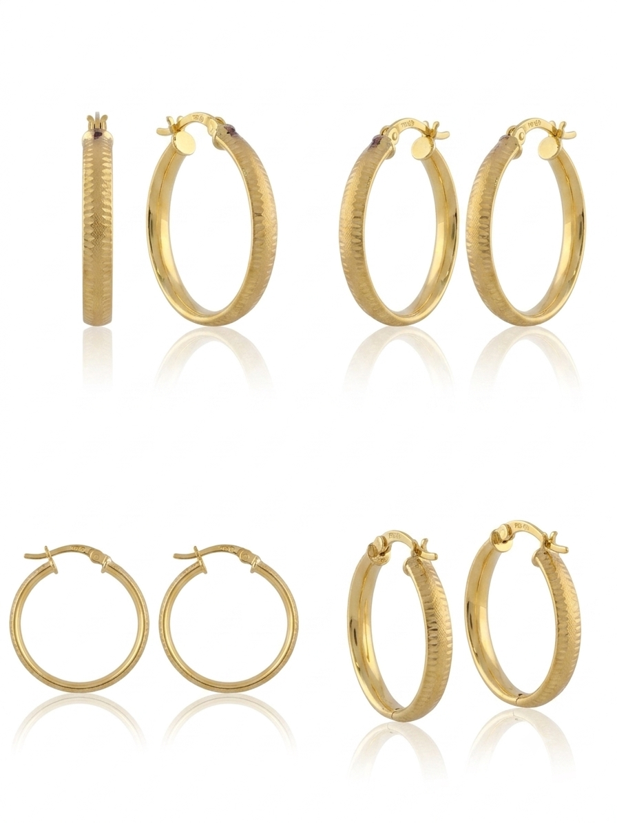 25mm Gold Plated 925 Sterling Silver Textured Hoop Earrings - Dainty & Hypoallergenic