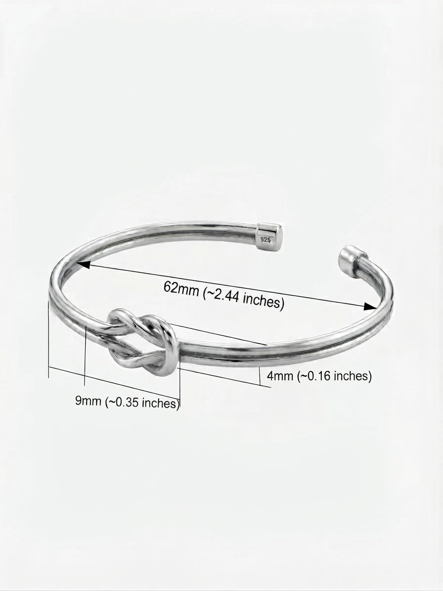 925 Sterling Silver Love Knot Mariner Bangle Bracelet