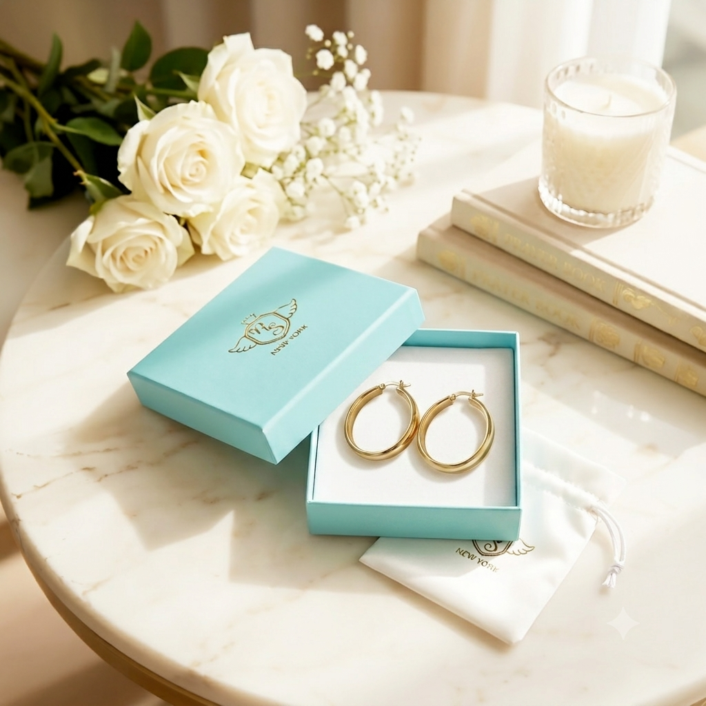 Gold-Plated Chunky Hoop Earrings — 30mm